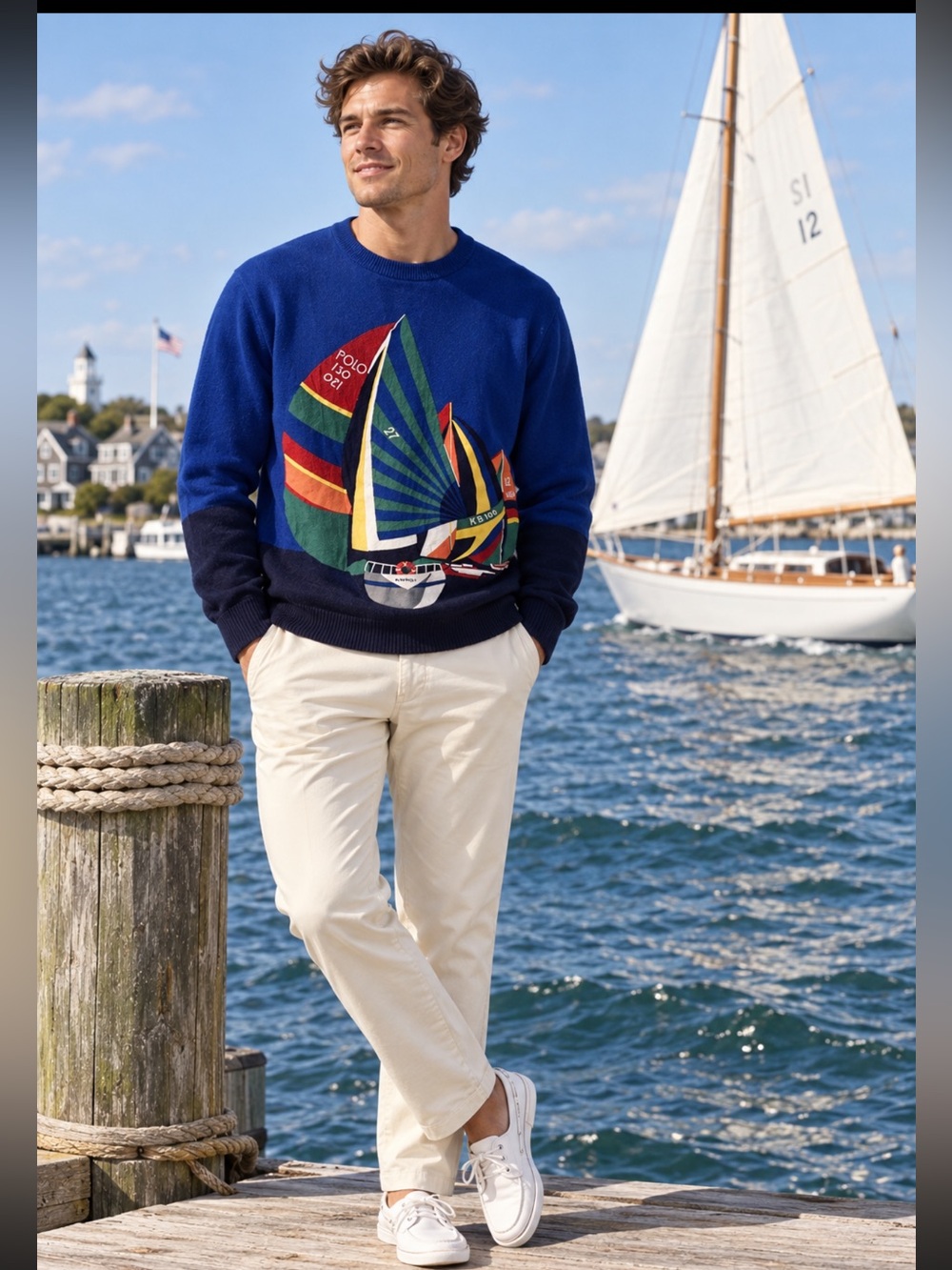 Polo Ralph Lauren CP-93 Newport Sailboat Cotton Sweater XL Rare